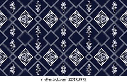 Abstract geometric ethnic pattern design for clothing, fabric, background, wallpaper, wrapping, batik. Knitwear, Pixel pattern, Embroidery style. Tribal vector texture.