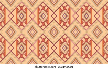Abstract geometric ethnic pattern design for clothing, fabric, background, wallpaper, wrapping, batik. Knitwear, Pixel pattern, Embroidery style. Tribal vector texture.