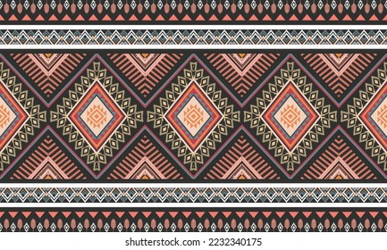 Abstract geometric ethnic pattern design for clothing, fabric, background, wallpaper, wrapping, batik. Knitwear, Pixel pattern, Embroidery style. Tribal vector texture.