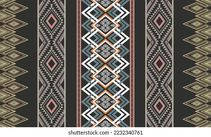 Abstract geometric ethnic pattern design for clothing, fabric, background, wallpaper, wrapping, batik. Knitwear, Pixel pattern, Embroidery style. Tribal vector texture.