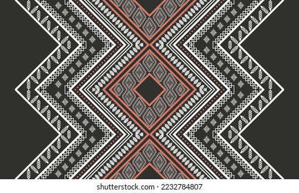 Abstract geometric ethnic pattern design for clothing, fabric, background, wallpaper, wrapping, batik. Knitwear, Pixel pattern, Embroidery style. Tribal vector texture.