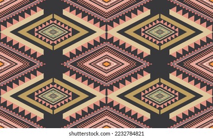 Abstract geometric ethnic pattern design for clothing, fabric, background, wallpaper, wrapping, batik. Knitwear, Pixel pattern, Embroidery style. Tribal vector texture.