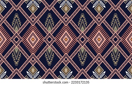 Abstract geometric ethnic pattern design for clothing, fabric, background, wallpaper, wrapping, batik. Knitwear, Pixel pattern, Embroidery style. Tribal vector texture.