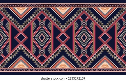 Abstract geometric ethnic pattern design for clothing, fabric, background, wallpaper, wrapping, batik. Knitwear, Pixel pattern, Embroidery style. Tribal vector texture.