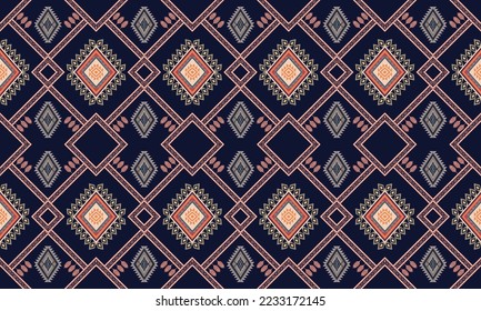 Abstract geometric ethnic pattern design for clothing, fabric, background, wallpaper, wrapping, batik. Knitwear, Pixel pattern, Embroidery style. Tribal vector texture.