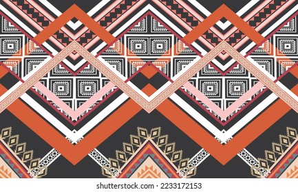 Resumen de diseño de patrones étnicos geométricos para ropa, tela, fondo, papel pintado, envoltura, batik. Ropa de púxel, estilo bordado. Textura vectorial tribal.