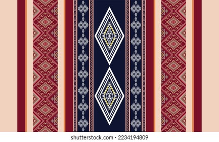 Abstract geometric ethnic pattern design for clothing, fabric, background, wallpaper, wrapping, batik. Knitwear, Pixel pattern, Embroidery style. Tribal vector texture.