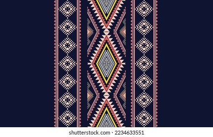 Abstract geometric ethnic pattern design for clothing, fabric, background, wallpaper, wrapping, batik. Knitwear, Pixel pattern, Embroidery style. Tribal vector texture.
