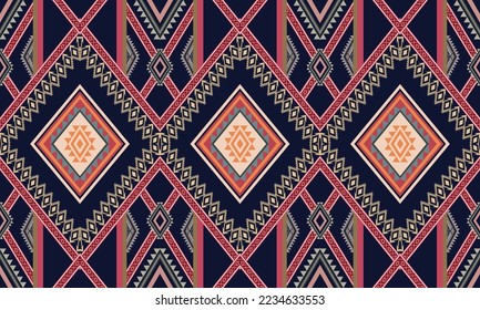 Abstract geometric ethnic pattern design for clothing, fabric, background, wallpaper, wrapping, batik. Knitwear, Pixel pattern, Embroidery style. Tribal vector texture.