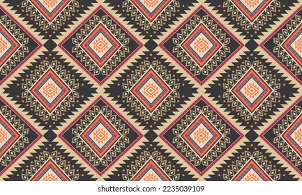 Abstract geometric ethnic pattern design for clothing, fabric, background, wallpaper, wrapping, batik. Knitwear, Pixel pattern, Embroidery style. Tribal vector texture.
