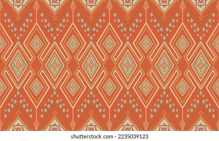 Abstract geometric ethnic pattern design for clothing, fabric, background, wallpaper, wrapping, batik. Knitwear, Pixel pattern, Embroidery style. Tribal vector texture.