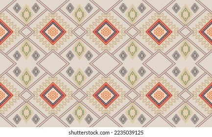 Abstract geometric ethnic pattern design for clothing, fabric, background, wallpaper, wrapping, batik. Knitwear, Pixel pattern, Embroidery style. Tribal vector texture.