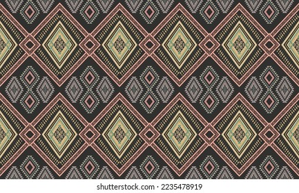 Abstract geometric ethnic pattern design for clothing, fabric, background, wallpaper, wrapping, batik. Knitwear, Pixel pattern, Embroidery style. Tribal vector texture.