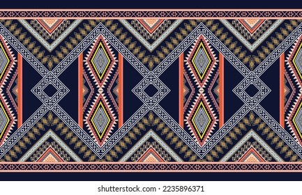 Abstract geometric ethnic pattern design for clothing, fabric, background, wallpaper, wrapping, batik. Knitwear, Pixel pattern, Embroidery style. Tribal vector texture.