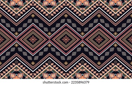Abstract geometric ethnic pattern design for clothing, fabric, background, wallpaper, wrapping, batik. Knitwear, Pixel pattern, Embroidery style. Tribal vector texture.