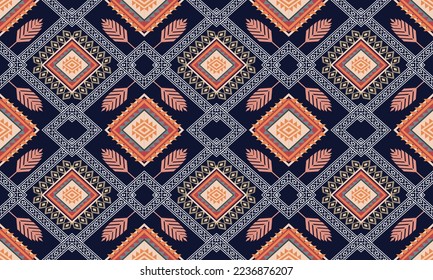 Abstract geometric ethnic pattern design for clothing, fabric, background, wallpaper, wrapping, batik. Knitwear, Pixel pattern, Embroidery style. Tribal vector texture.
