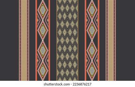 Abstract geometric ethnic pattern design for clothing, fabric, background, wallpaper, wrapping, batik. Knitwear, Pixel pattern, Embroidery style. Tribal vector texture.