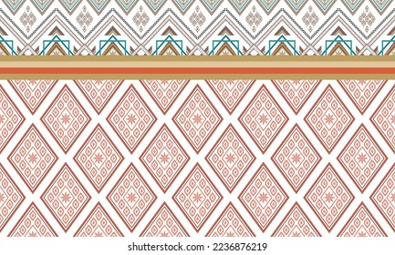 Abstract geometric ethnic pattern design for clothing, fabric, background, wallpaper, wrapping, batik. Knitwear, Pixel pattern, Embroidery style. Tribal vector texture.