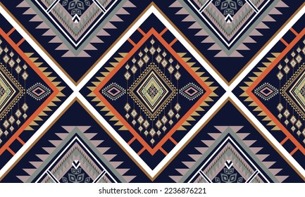 Abstract geometric ethnic pattern design for clothing, fabric, background, wallpaper, wrapping, batik. Knitwear, Pixel pattern, Embroidery style. Tribal vector texture.