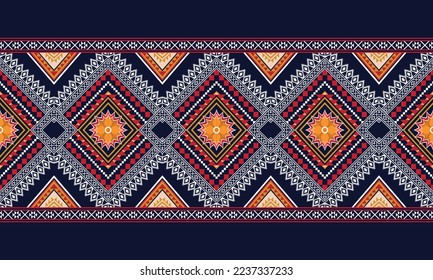 Abstract geometric ethnic pattern design for clothing, fabric, background, wallpaper, wrapping, batik. Knitwear, Pixel pattern, Embroidery style. Tribal vector texture.