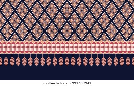 Abstract geometric ethnic pattern design for clothing, fabric, background, wallpaper, wrapping, batik. Knitwear, Pixel pattern, Embroidery style. Tribal vector texture.