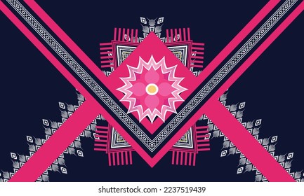 Resumen de diseño de patrones étnicos geométricos para ropa, tela, fondo, papel pintado, envoltura, batik. Ropa de púxel, estilo bordado. Textura vectorial tribal.