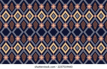 Abstract geometric ethnic pattern design for clothing, fabric, background, wallpaper, wrapping, batik. Knitwear, Pixel pattern, Embroidery style. Tribal vector texture.