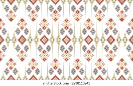 Abstract geometric ethnic pattern design for clothing, fabric, background, wallpaper, wrapping, batik. Knitwear, Pixel pattern, Embroidery style. Tribal vector texture.