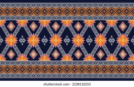 Abstract geometric ethnic pattern design for clothing, fabric, background, wallpaper, wrapping, batik. Knitwear, Pixel pattern, Embroidery style. Tribal vector texture.