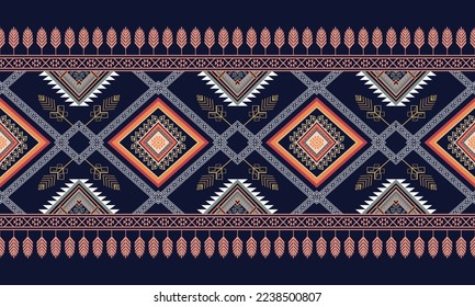Abstract geometric ethnic pattern design for clothing, fabric, background, wallpaper, wrapping, batik. Knitwear, Pixel pattern, Embroidery style. Tribal vector texture.