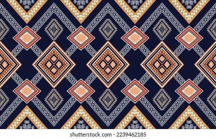Abstract geometric ethnic pattern design for clothing, fabric, background, wallpaper, wrapping, batik. Knitwear, Pixel pattern, Embroidery style. Tribal vector texture.
