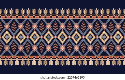 Abstract geometric ethnic pattern design for clothing, fabric, background, wallpaper, wrapping, batik. Knitwear, Pixel pattern, Embroidery style. Tribal vector texture.