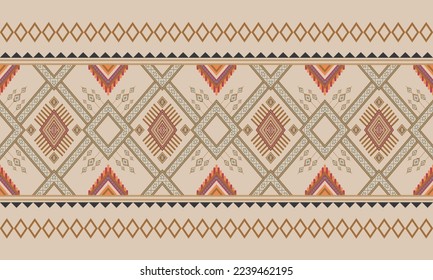 Abstract geometric ethnic pattern design for clothing, fabric, background, wallpaper, wrapping, batik. Knitwear, Pixel pattern, Embroidery style. Tribal vector texture.