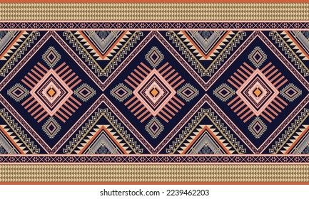 Abstract geometric ethnic pattern design for clothing, fabric, background, wallpaper, wrapping, batik. Knitwear, Pixel pattern, Embroidery style. Tribal vector texture.