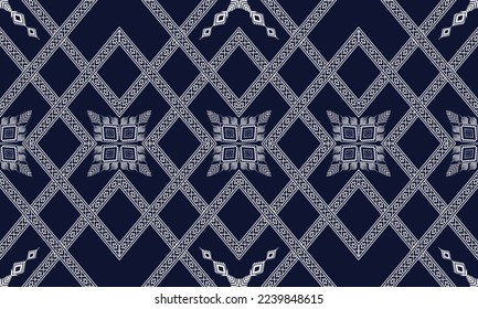 Abstract geometric ethnic pattern design for clothing, fabric, background, wallpaper, wrapping, batik. Knitwear, Pixel pattern, Embroidery style. Tribal vector texture.