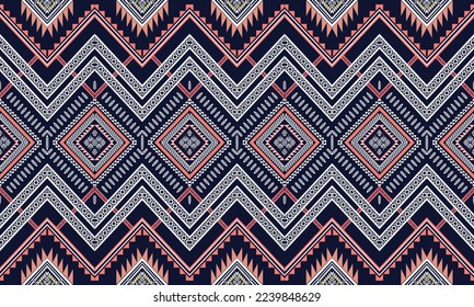 Abstract geometric ethnic pattern design for clothing, fabric, background, wallpaper, wrapping, batik. Knitwear, Pixel pattern, Embroidery style. Tribal vector texture.
