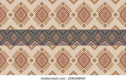 Abstract geometric ethnic pattern design for clothing, fabric, background, wallpaper, wrapping, batik. Knitwear, Pixel pattern, Embroidery style. Tribal vector texture.