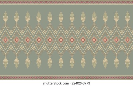 Abstract geometric ethnic pattern design for clothing, fabric, background, wallpaper, wrapping, batik. Knitwear, Pixel pattern, Embroidery style. Tribal vector texture.