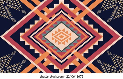 Abstraktes geometrisches ethnisches Muster für Kleidung, Stoff, Hintergrund, Tapete, Verpackung, Batik. Knitwear, Pixelmuster, Stickereistil. Stammesvektorstruktur.
