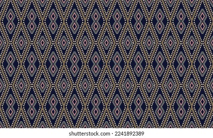Abstract geometric ethnic pattern design for clothing, fabric, background, wallpaper, wrapping, batik. Knitwear, Pixel pattern, Embroidery style. Tribal vector texture.