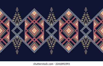 Abstract geometric ethnic pattern design for clothing, fabric, background, wallpaper, wrapping, batik. Knitwear, Pixel pattern, Embroidery style. Tribal vector texture.