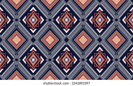 Abstract geometric ethnic pattern design for clothing, fabric, background, wallpaper, wrapping, batik. Knitwear, Pixel pattern, Embroidery style. Tribal vector texture.