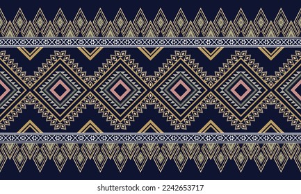 Abstract geometric ethnic pattern design for clothing, fabric, background, wallpaper, wrapping, batik. Knitwear, Pixel pattern, Embroidery style. Tribal vector texture.
