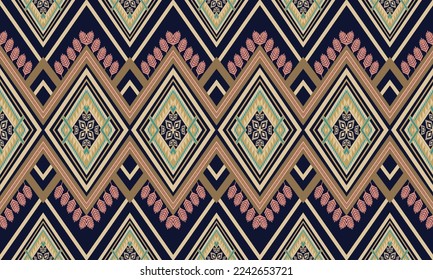 Abstract geometric ethnic pattern design for clothing, fabric, background, wallpaper, wrapping, batik. Knitwear, Pixel pattern, Embroidery style. Tribal vector texture.