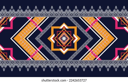 Abstract geometric ethnic pattern design for clothing, fabric, background, wallpaper, wrapping, batik. Knitwear, Pixel pattern, Embroidery style. Tribal vector texture.