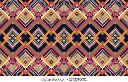 Resumen de diseño de patrones étnicos geométricos para ropa, tela, fondo, papel pintado, envoltura, batik. Ropa de púxel, estilo bordado. Textura vectorial tribal.