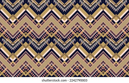 Abstract geometric ethnic pattern design for clothing, fabric, background, wallpaper, wrapping, batik. Knitwear, Pixel pattern, Embroidery style. Tribal vector texture.