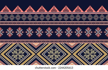 Resumen de diseño de patrones étnicos geométricos para ropa, tela, fondo, papel pintado, envoltura, batik. Ropa de púxel, estilo bordado. Textura vectorial tribal.