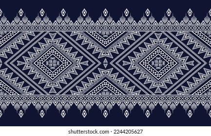 Abstract geometric ethnic pattern design for clothing, fabric, background, wallpaper, wrapping, batik. Knitwear, Pixel pattern, Embroidery style. Tribal vector texture.