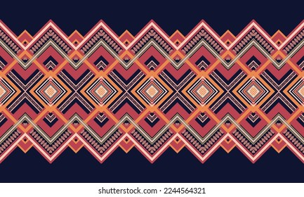 Abstract geometric ethnic pattern design for clothing, fabric, background, wallpaper, wrapping, batik. Knitwear, Pixel pattern, Embroidery style. Tribal vector texture.
